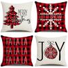 New Christmas Tree Snowman Sofa Living Room Cushion Cover Christmas Pillow Cover Linen