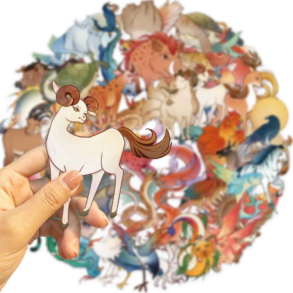 50 Transparent Cartoon Mountain and Sea Scripture Sticker Pack Waterproof Transparent PET Manual Decorative Guitar Notebook