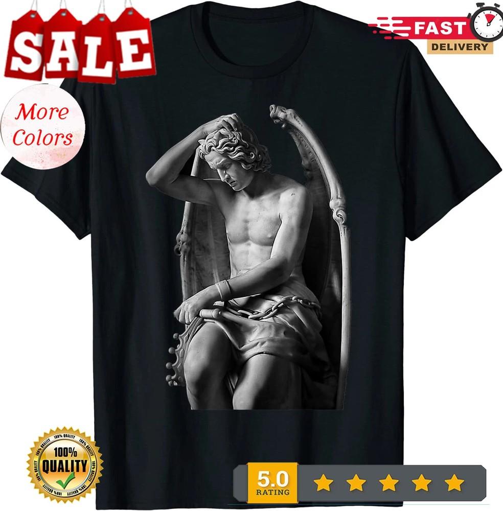 

NEW LIMITED Lucifer Light Occult Vintage Art Statue Dark Art Goth T-Shirt 4XL