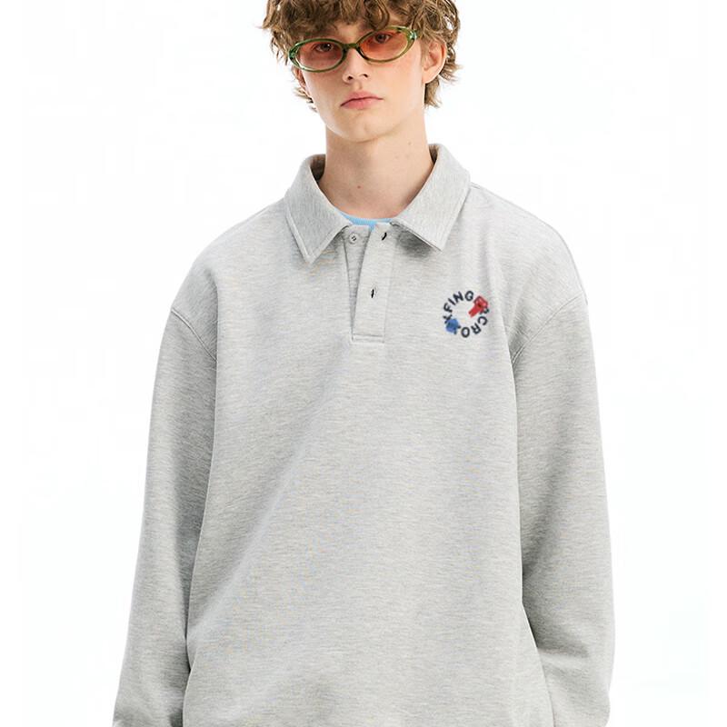 Fingercroxx Men's Turn-down Collar Fleece Lined Pullover Sweatshirt