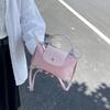 New Trendy Fashion Texture Contrasting Color Bucket Bag High-end Handbag Shoulder Crossbody Mobile Phone Bag Female
