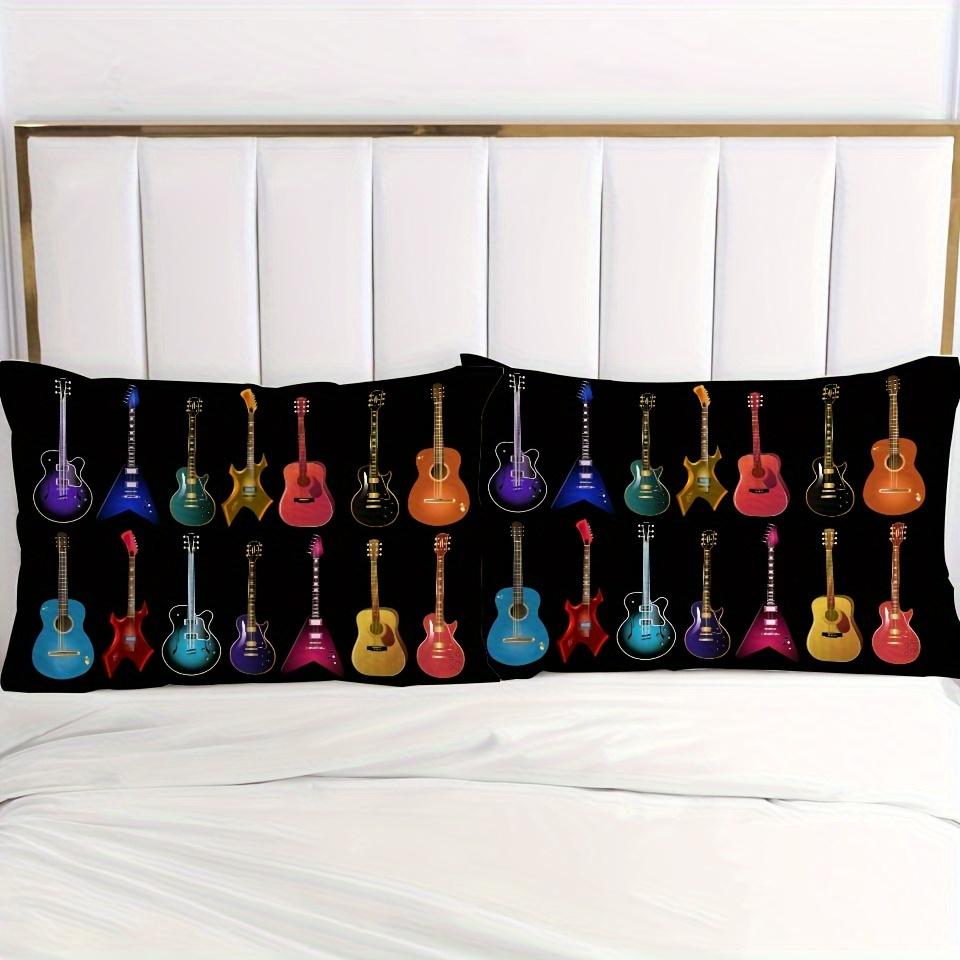 2/3pcs Vibrant Guitar Music Instruments Duvet Cover Set - Soft & Stylish Bedding for Music Lovers 1 Duvet Cover + 1/2 Pillowcase