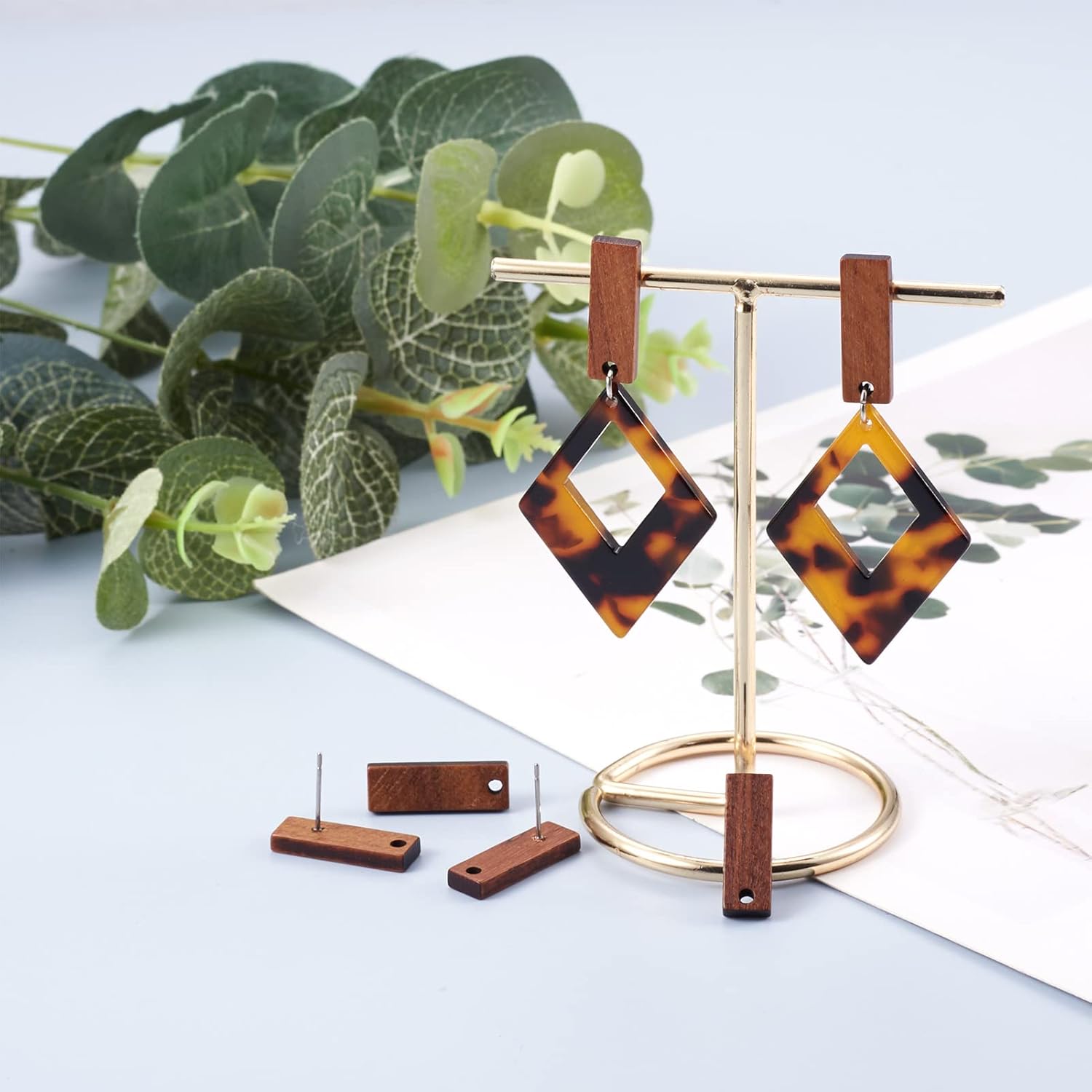 

Pandahall 20 Pairs Walnut Wood Rectangle Shape Earring Findings 20x6.5mm Coconut Brown Dangle Stud Pendants with 304 Stainless Steel Pin for DIY