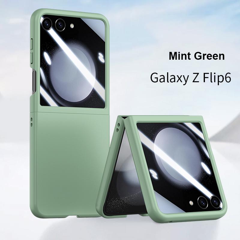 Etui Skin Feel do Samsung Galaxy Z Flip 6 5 5G Flip5 Flip6 Mały ekran z folią zabezpieczającą 2-częściowy zestaw Pokrowiec odporny na wstrząsy