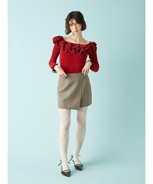 Variation Wrap Mini Skirt LWFS254077CHECK0