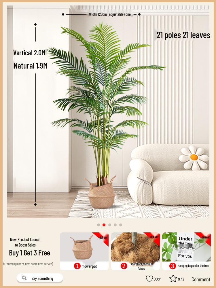 Bionic Green Sprenger's Fern Artificial Tree for Indoor Luxury Living Room Décor