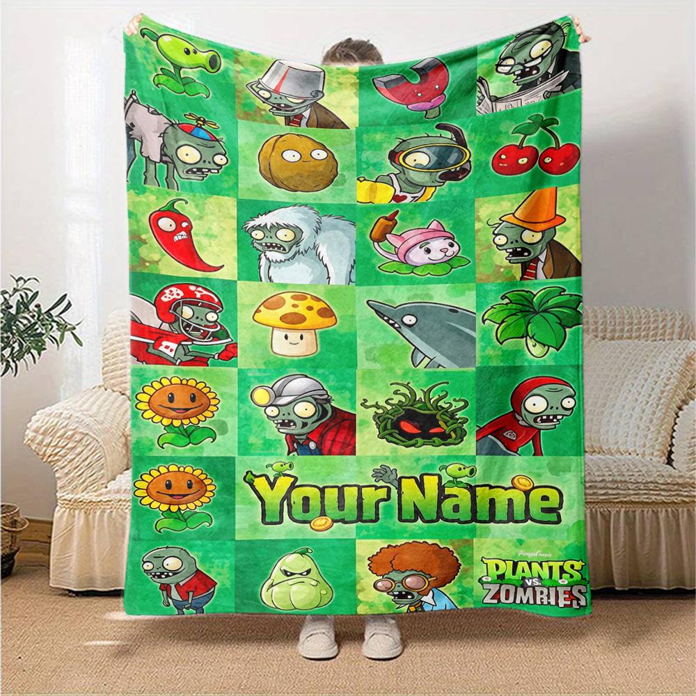Plants Vs. Zombies Customize Your Name Blanket Cozy Customizable Blanket Comfortable Versatile for Nap Seaside Living Room Picnics