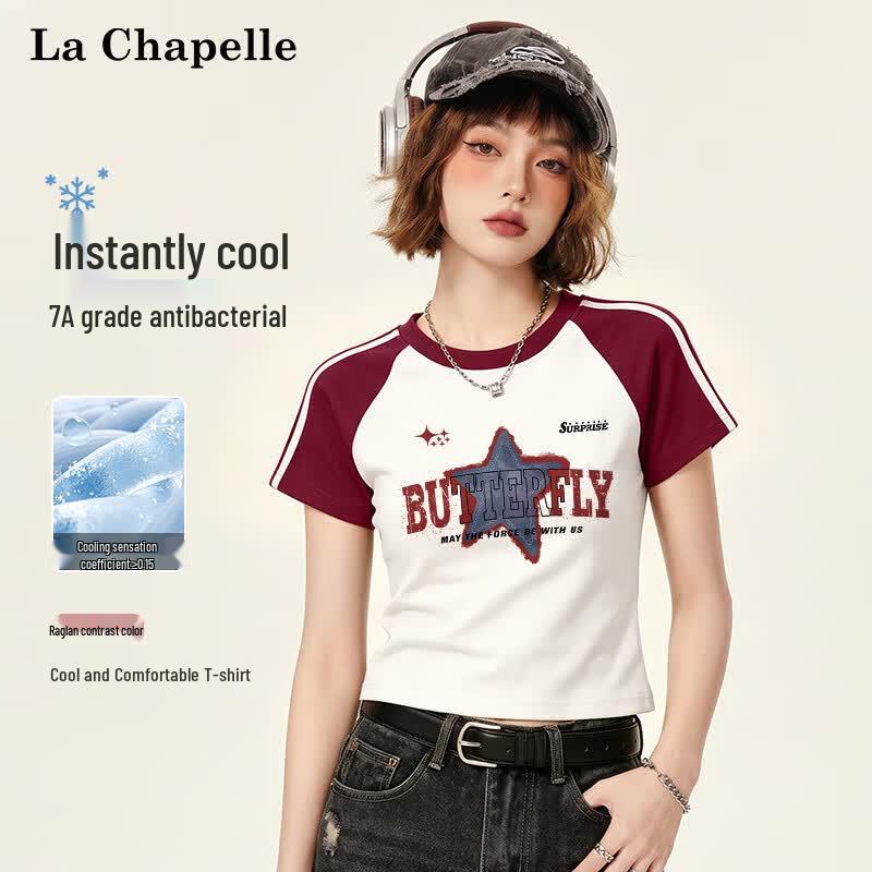 La Chapelle Women s Cooling Raglan Stripe T-shirt 2XL