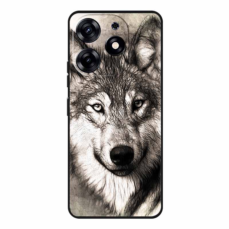 For Tecno Spark 20 Pro Case Wolf Soft Silicone TPU Back Cover Phone Cases For Tecno Spark20 Pro KJ6 Cute Animals Protector Funda