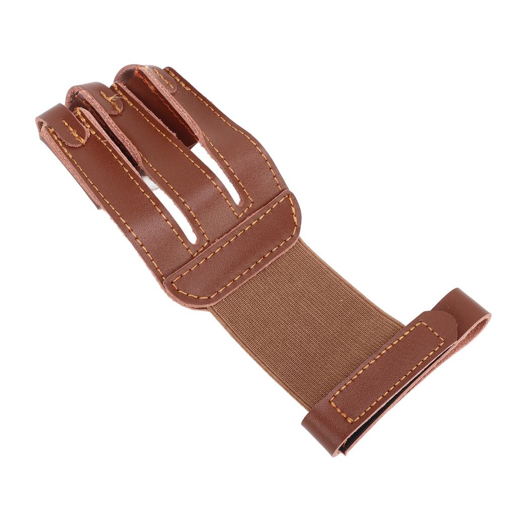 Archery Glove Cowhide Protective 3 Finger Guard Finger Tab Glove for Hunting Shooting Targeting Brown