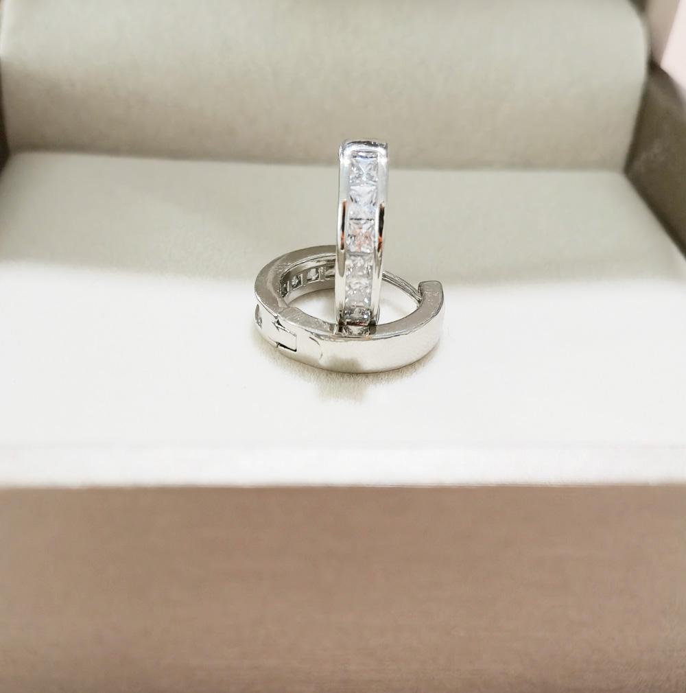 Korean New Light Luxury Micro Inlaid Colored Copper Zircon Square Metal Earrings For  Fashion Jewelry Women'S Accessorie