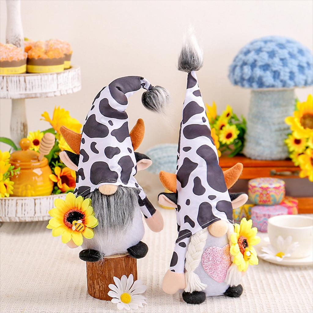Cow Standing Doll Ornaments Holiday Sunflower Faceless Old Man Decoration