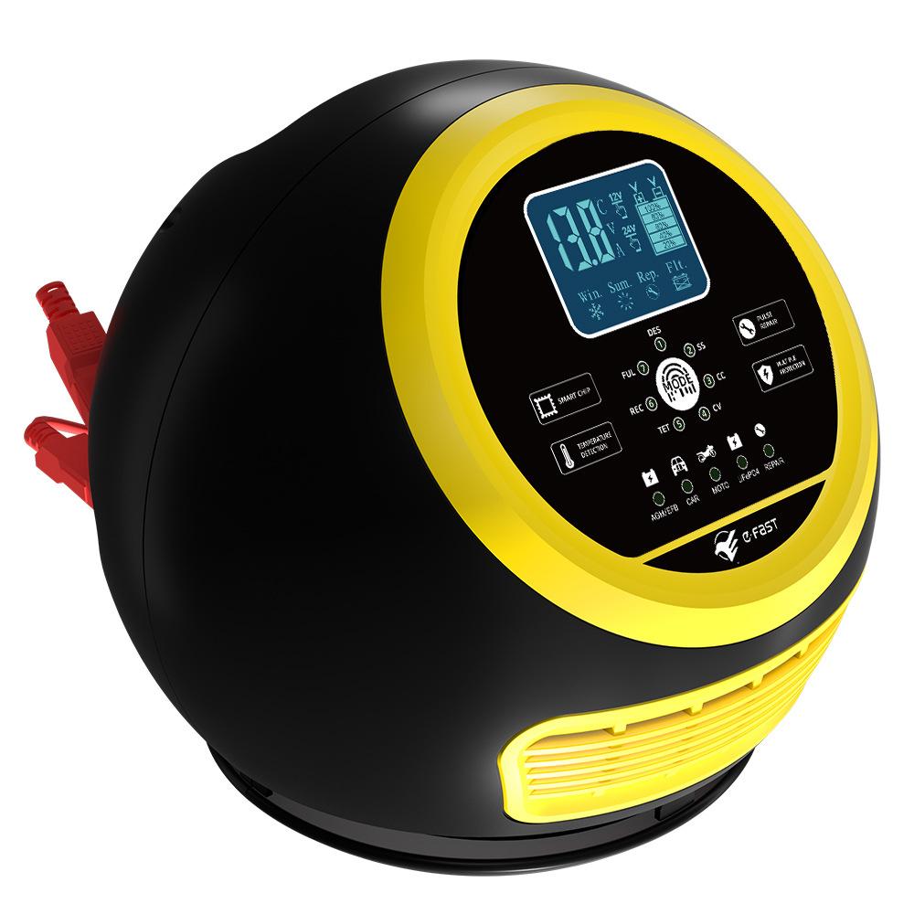 

E-FAST TK-1500 Touch Screen Car Automatic Battery Charger for Lithium LiFePO4 AGM GEL Lead-Acid US Plug/Yellow