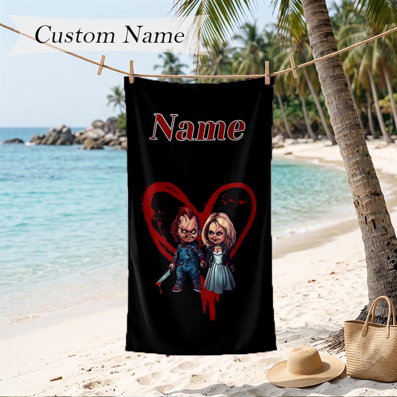 chucky Custom Name Printed Beach Towel Personalized Soft Towel For Swimming Beach Travel