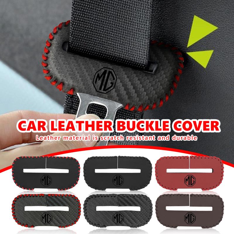PU Leather Car Seat Belt Buckle Clip Cover Protector Anti-Scratch Case For MG Cyberster 3 5 6 7 ZS ES5 ONE HS 4 EV edw6