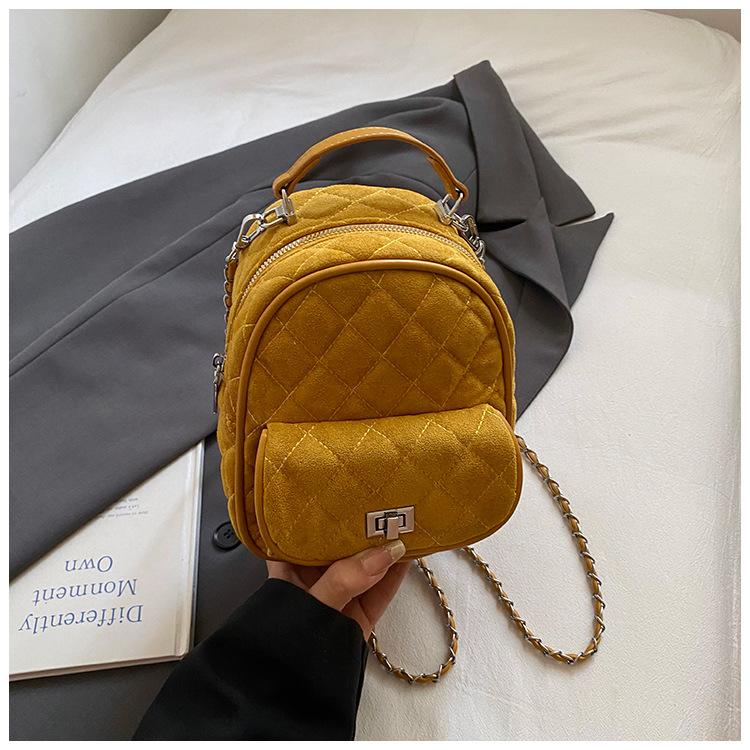 

Fashion diamond chain bag women s 2025 Korean version of the new suede backpack niche design messenger bag