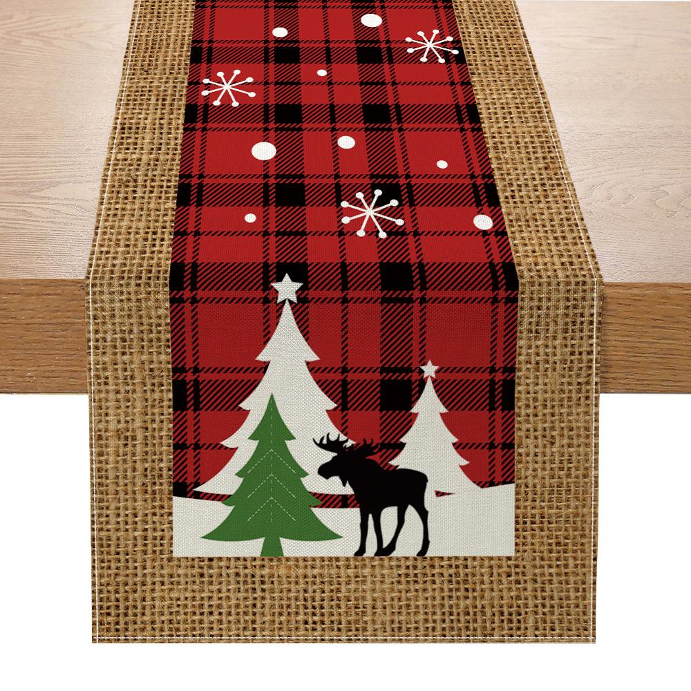 Christmas Printed Table Flag Linen Decorative Kitchen Table Small Tablecloth Festive Tablecloth