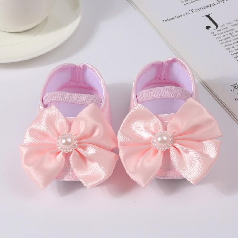 

Infant Baby Girls Flat Bow Shoes First Walker Princess Shoes Crib Shoes 12