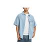Calvin Klein Logo Haftowane Luźna Koszula z Krótkim Rękawem Męskie Topy Dżinsowo-Niebieski J320636-1AA