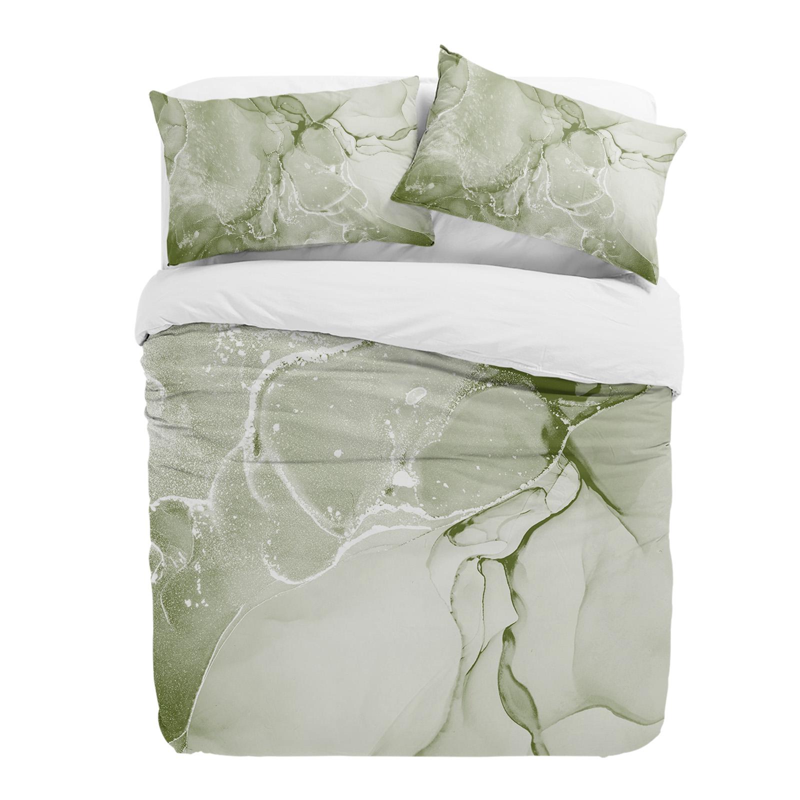 

Sage Green Marbled 3pcs Bedding Set For Double Bed Home Textile Duvet Cover Quilt Cover Pillowcase (135x200cm)