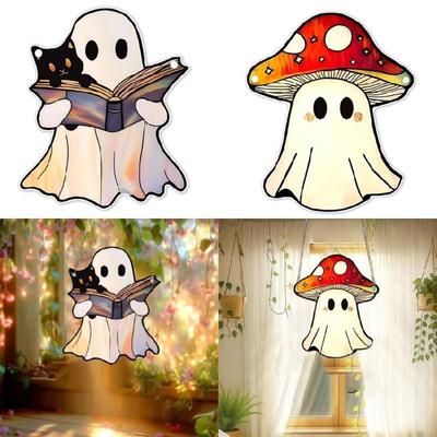 Cartoon 2D Flat Acrylic Ghostly Hanging Decors Halloween Wall Ornament Durability Craft For Home Car Interior Decoration