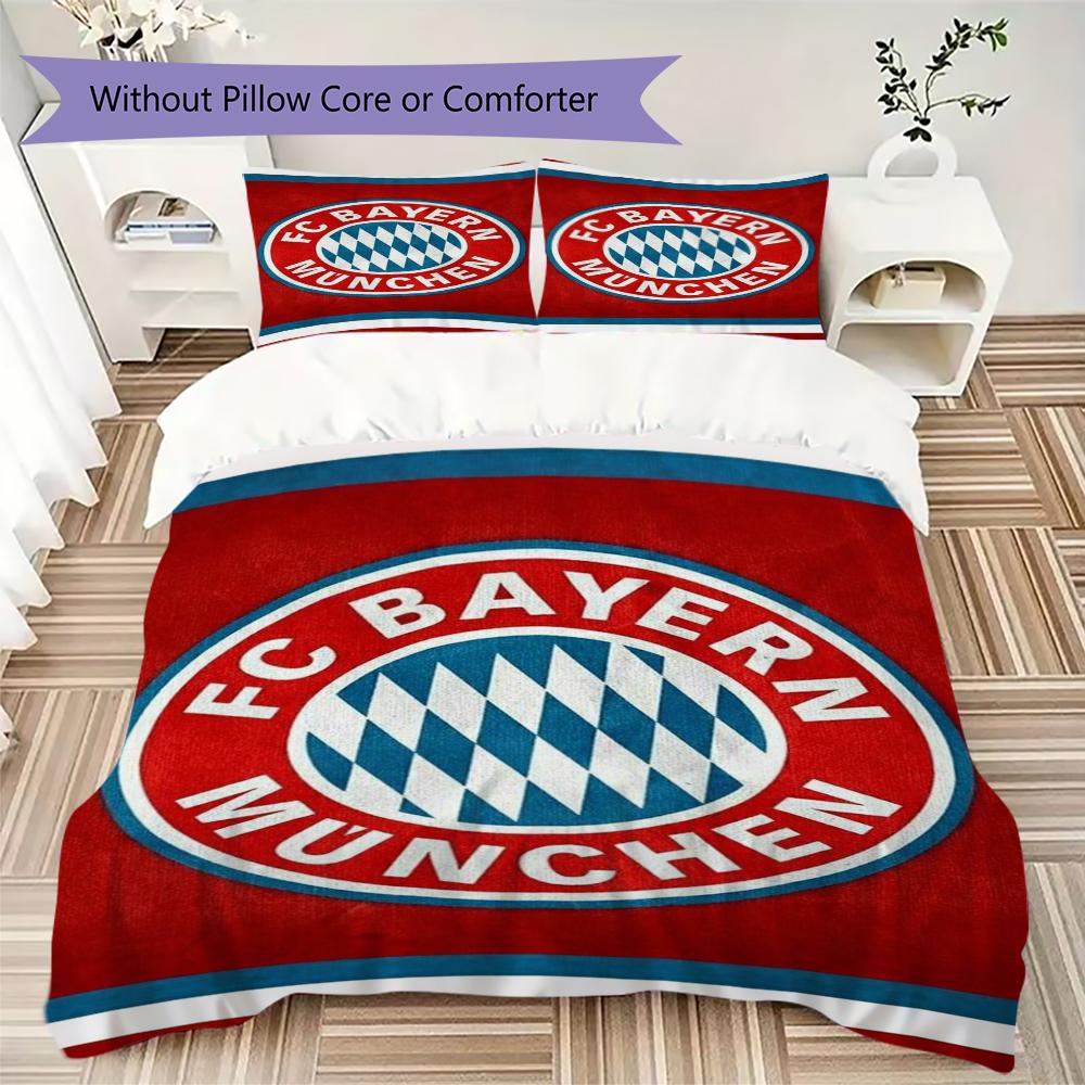 Set Copripiumino Trapuntato con Fantasia FC Bayern Monaco Copripiumino Federa Decorazione per la Casa Regalo di Compleanno (1 * copripiumino + 2 * federe senza imbottitura)45