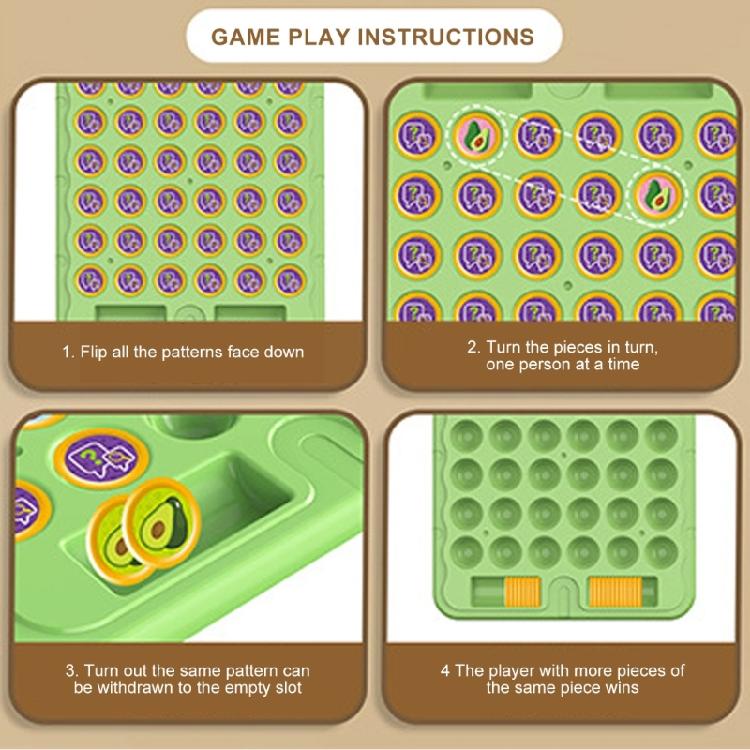 Multiplayer Animal/Fruit Theme Board Game Toy for Kids with Flip Chess for Family Gathering Classroom Activity Supply