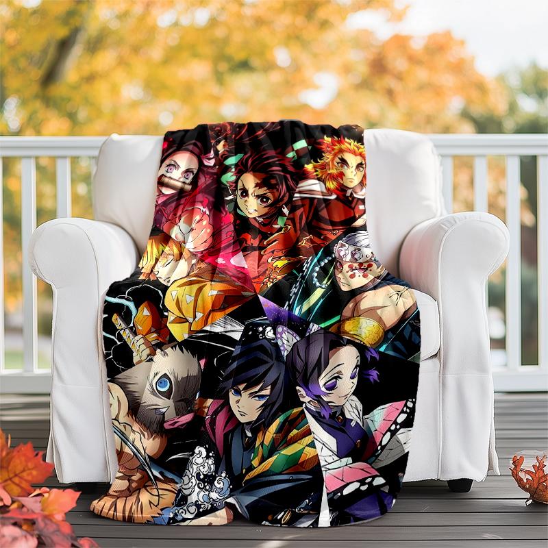 Demon Slayer Theme Printed Blanket - Perfect for Couch, Bed, Travel & Outdoor Use | Machine Washable, Cozy & Durable.