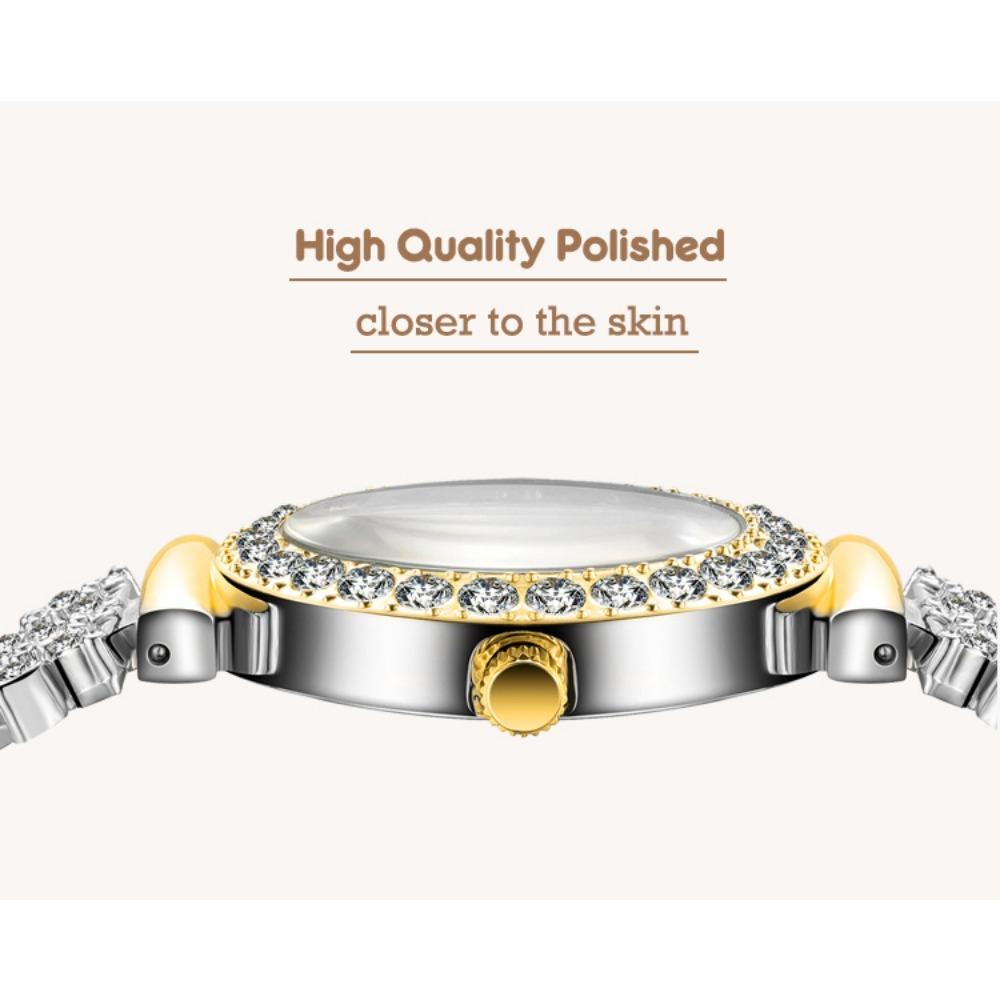 Butterfly Rhinestone Quartz Watch For Women Round Full Diamond Bezel Shell Dial Luxury Alloy Bracelet Elegant Party Waterproof Wristwatch