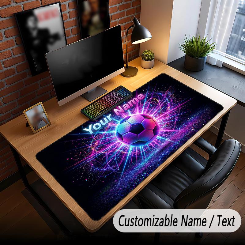 Soccer Theme Custom Mouse Pad Personalized With Name Text Customized Desk Mat For Office Home Decor