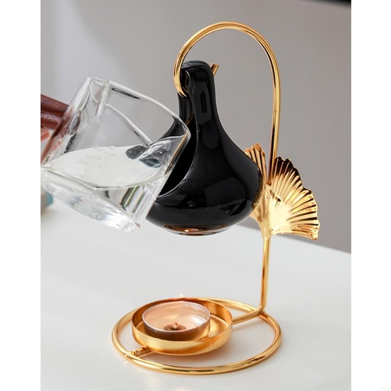 Decorative Essential Oil Burners, Ceramic Hanging Waxes Melt Stove with Metal Tealight Stand, Accent Tabletop Decors Y5GB