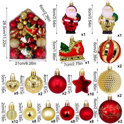 72Pcs/box Christmas Balls Christmas Tree Ornaments Ball Xmas Hanging Tree Pendants 2025 New Year Gift Christmas Home Decoration