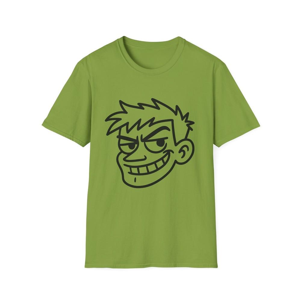 

Unisex Softstyle T-Shirt, Edgy Cartoon Line Art Tee – Unique Spiky Hair M