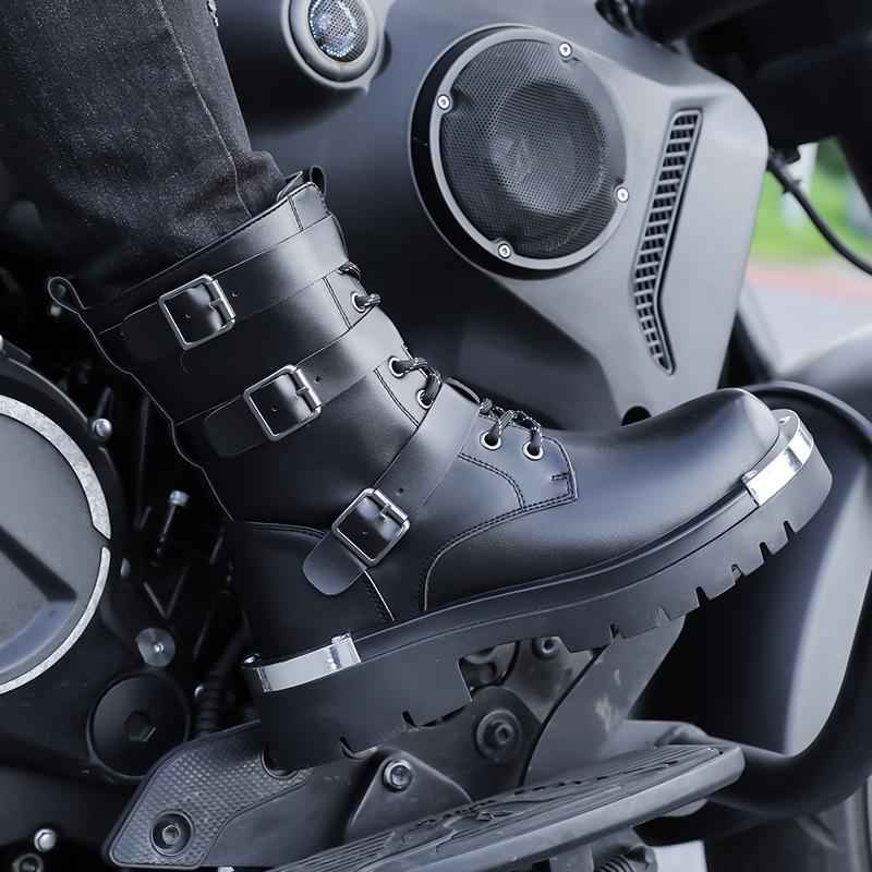 Men’s Motorcycle Boots Western Boots Black Jockey Boots Casual Street Style Cool Ankle Boots Plus Size