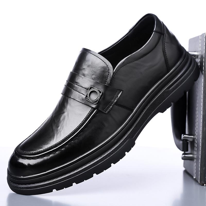 Fashion Brand Men's Round Headed Breathable Lace Up Leather Shoes Autumn New Top Layer Cowhide Comfortable Formal Leather Shoes