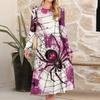 Women's Fashionable Loose Halloween Printed Round-neck Dress