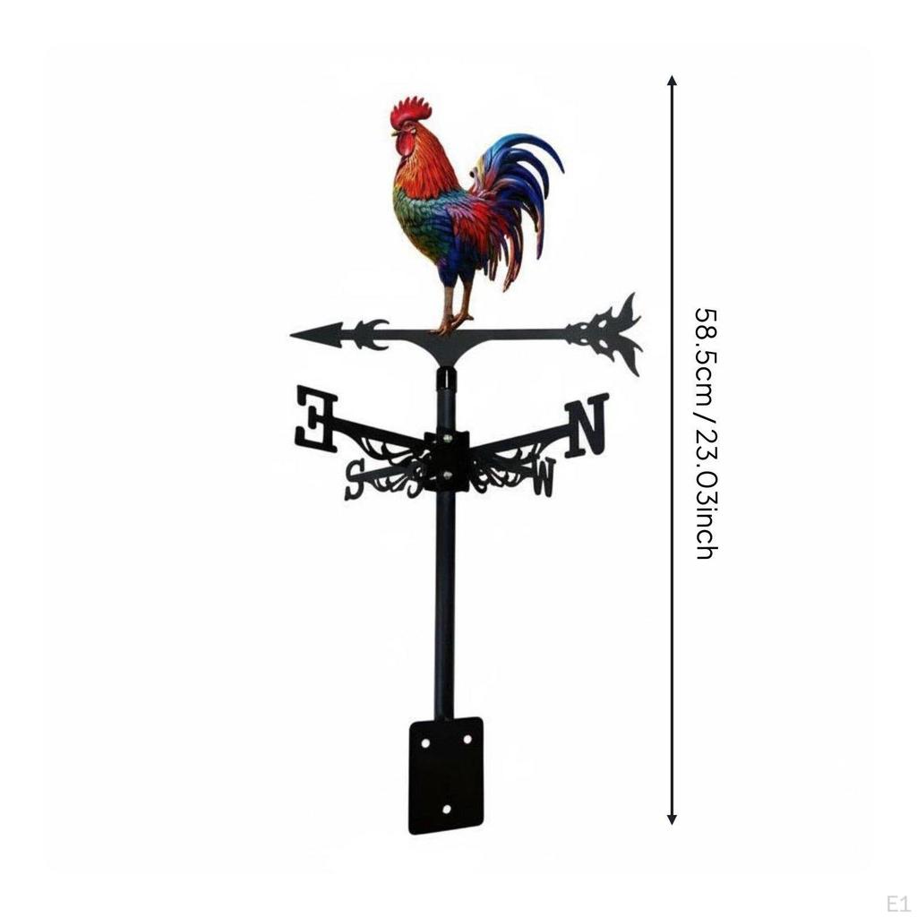 Weathercock Weathervane Wrought Iron Metal Weather Resistant Roof Mount Wind Indicator