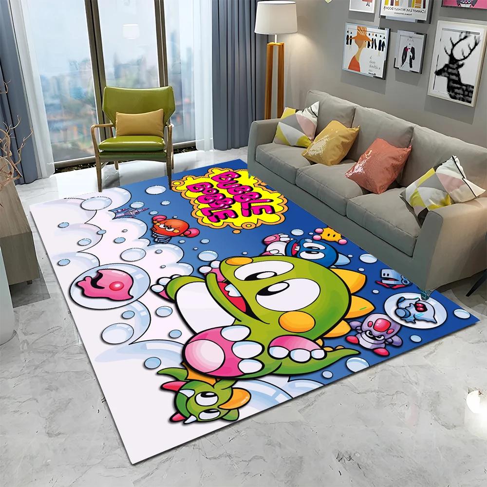Tappeto Tappetino Decorativo per Casa Soggiorno Camera da Letto Divano Zerbino, Tappeto per Area Giochi Bambini Tappetino Antiscivolo, Gioco Cartoon Bubble Bobble Tappeto per Gamer