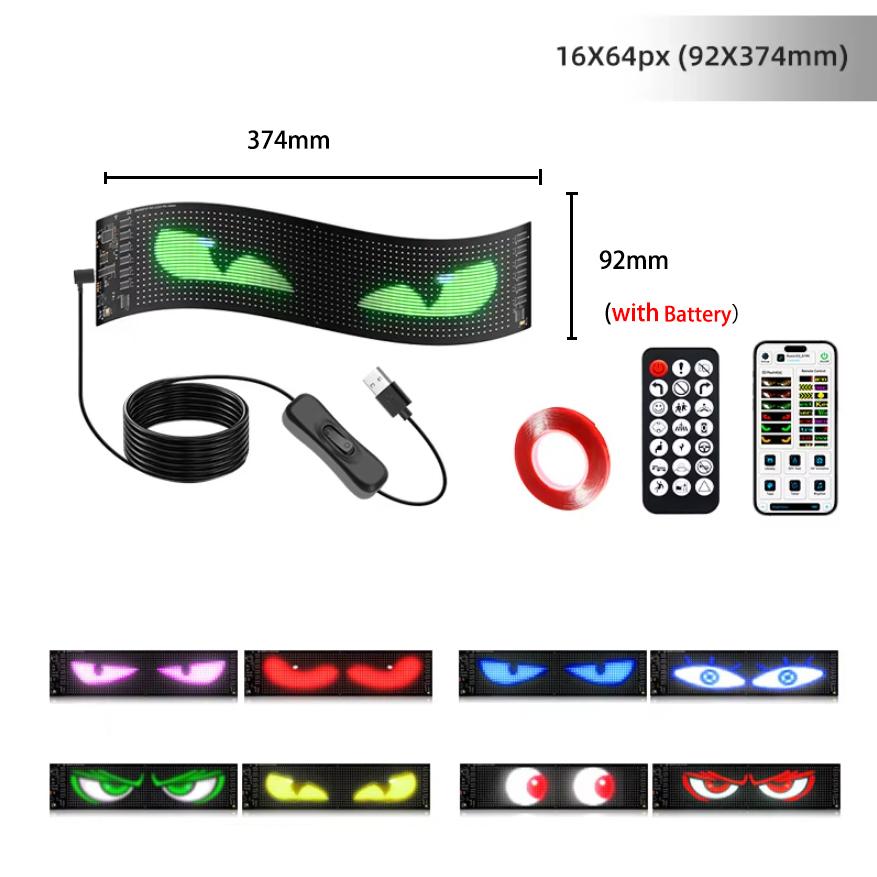 LED Devil Eye Light for Car Truck Windshield Animated LED Matrix Panel Sign Flexible Programmable Digital Display Light APP