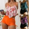 Costum de baie sexy cu talie înaltă, bikini din două piese, costum de baie cu imprimeu frunze, cu bretele strânse, îmbrăcăminte de plajă, costum de baie de vară pentru femei, de mare