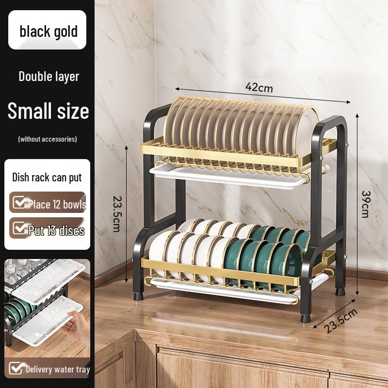 Égouttoir de cuisine multicouche pour bols, assiettes, couteaux et baguettes avec fonctionnalité d'égouttage sur le plan de travail