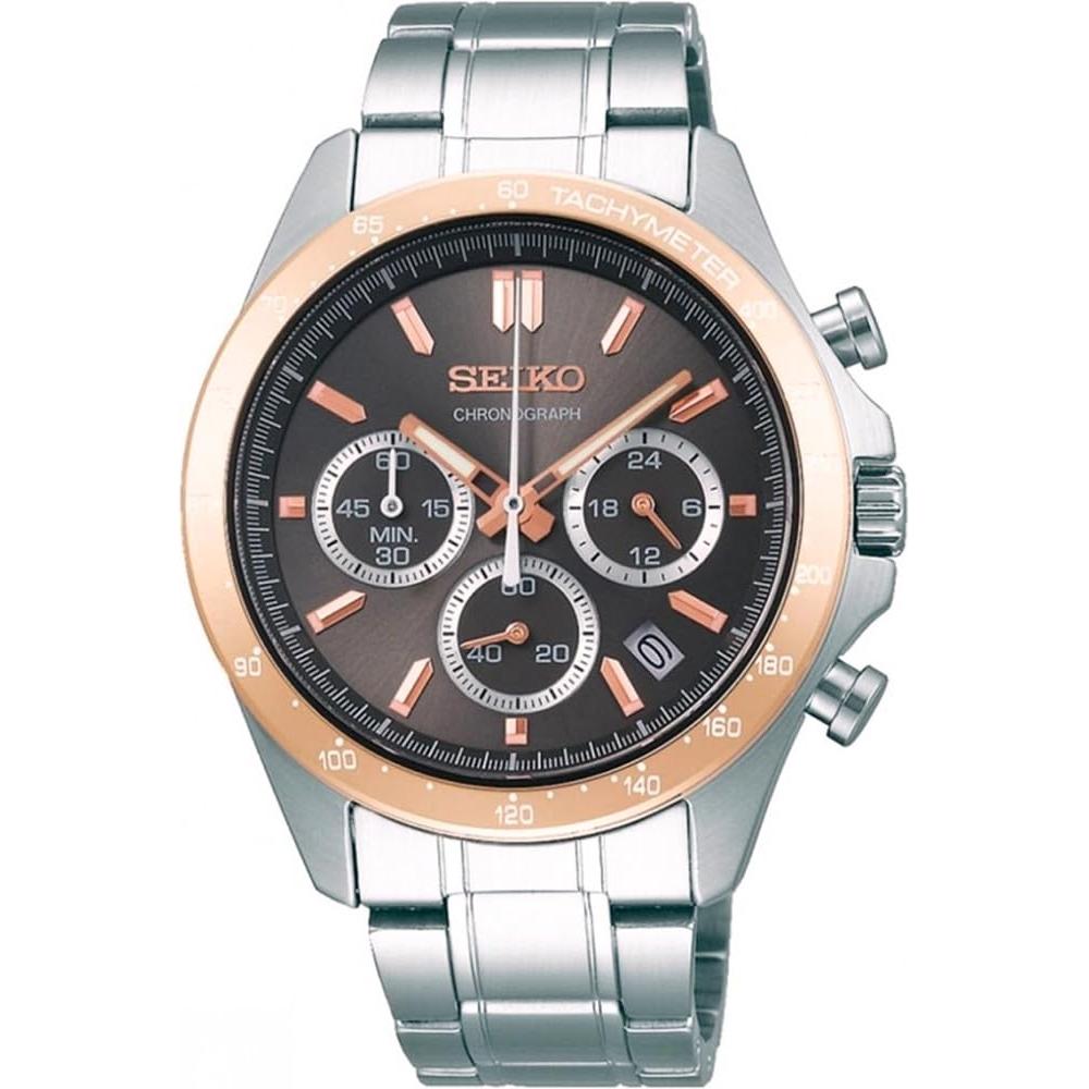 

SEIKO 1/5 Second Chronograph Quartz Men s Watch SBTR026 Brown Metallic & Rose Gold [Authorized Dealer]