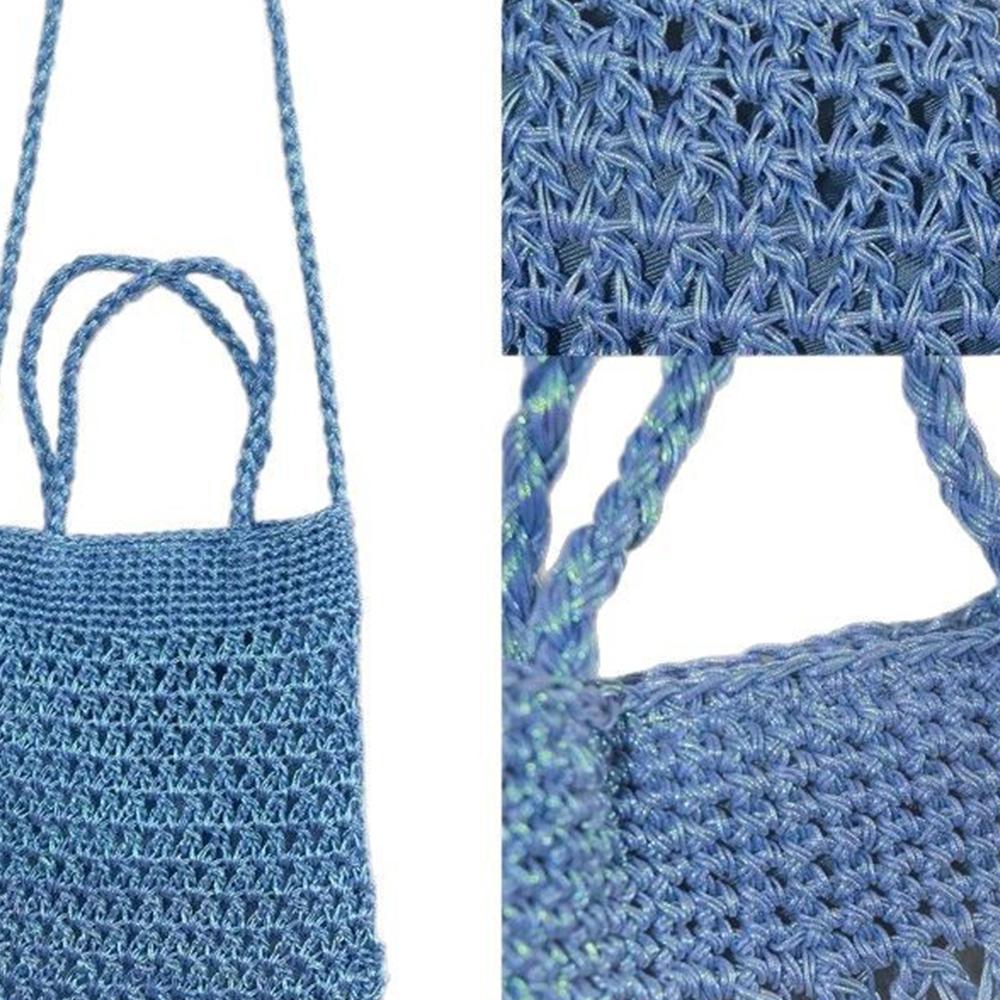 Fashion Silver Tote Women Handbags Hollow Crochet Shoulder Bag  Metical Yarn Knitting Crossbody Bags for Women Shopper Purses