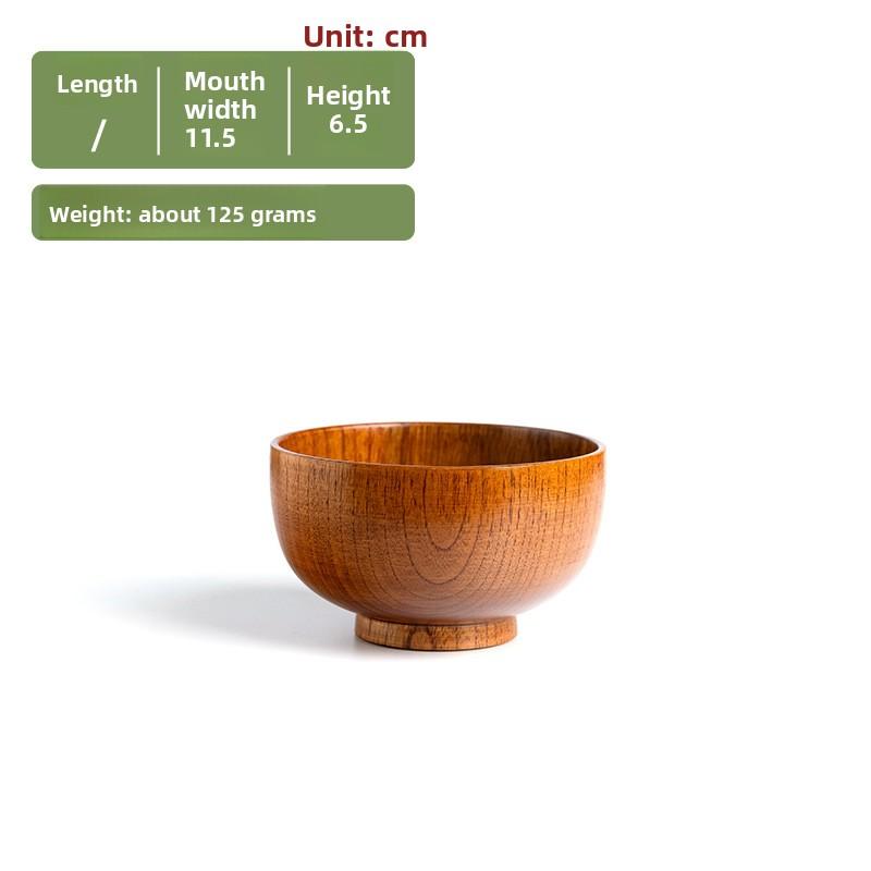 Retro Japanese-style Solid Wood Tableware Rice Bowl Household Large Soup Bowl Baby Wooden Bowl Sour Jujube Wood Adult Bowl