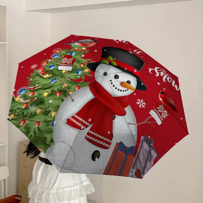 1pc Christmas Snowman Decorations Umbrella with Plastic Handle,Suitable for All Seasons Home Travel Outdoor UmbrellaDD253