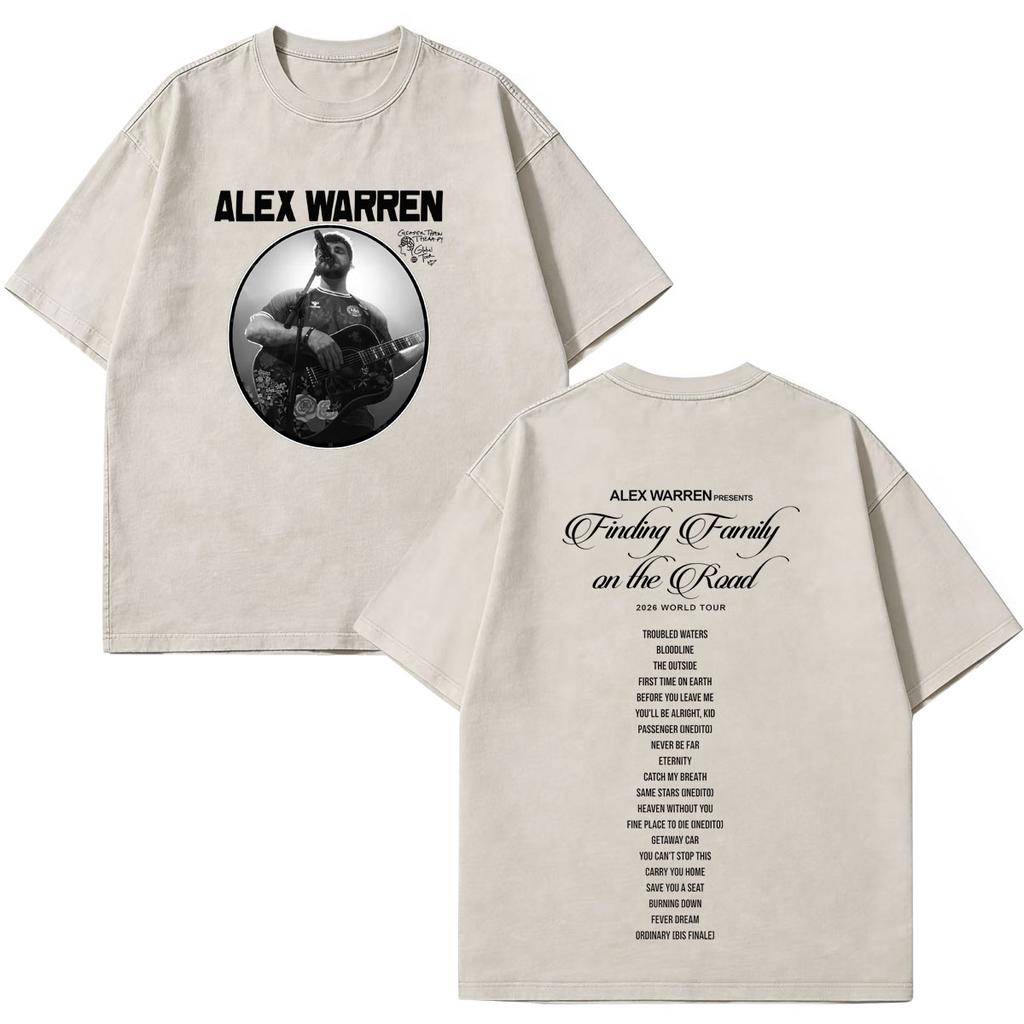 Alex Warren 2026 Tour Graphic Merch Vintage Washed T Shirt Men Women Hip Hop Fashion Tshirts Short Sleeve Cotton Loose T Shirts