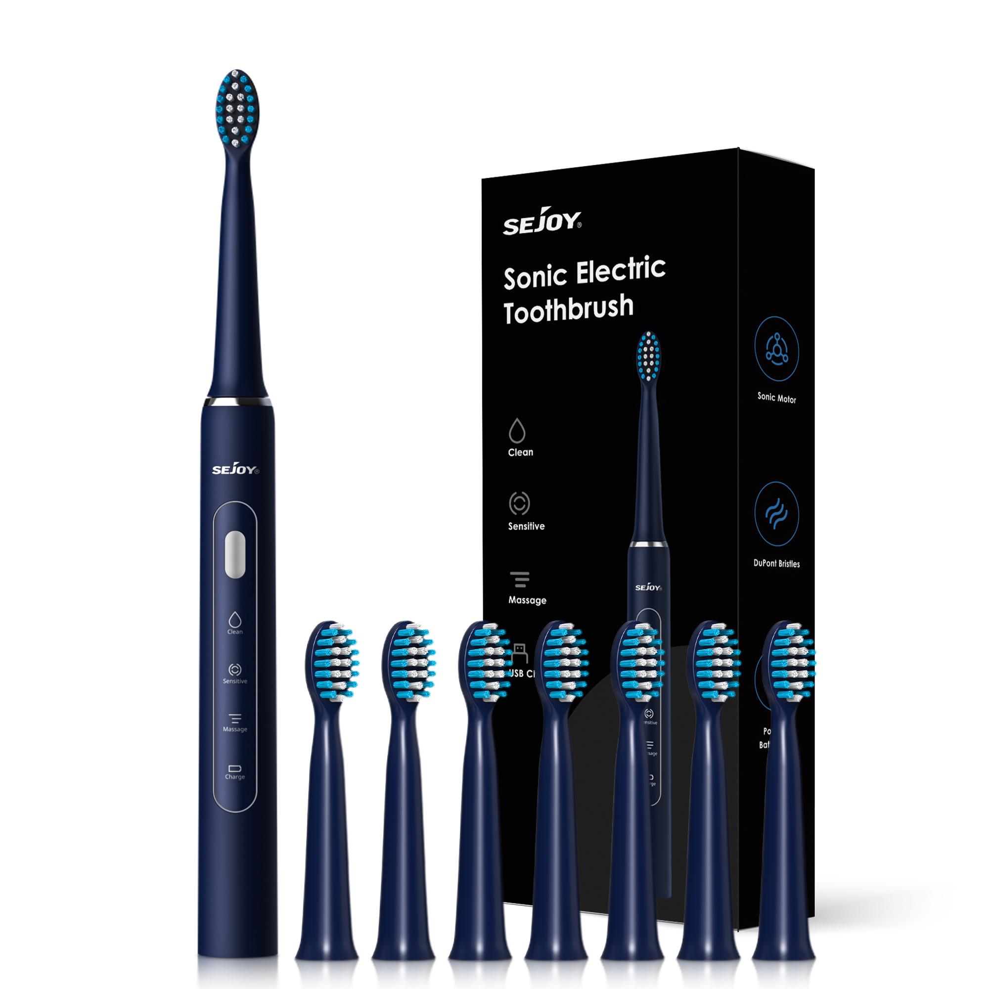 

SEJOY Electric Sonic Tooth Brush for Adult USB Rechargeable Electric Toothbrush Washable with 7 pcs Replacement Heads