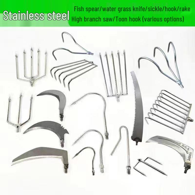 Thickened Anti-Slip Stainless Steel Fishing Net Pole for Catching Big Fish