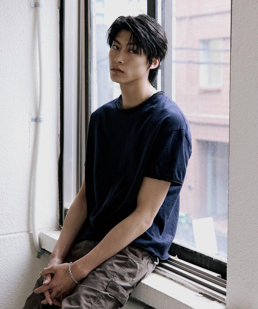 HOOVES Layered Slub Crop Short Sleeve Tee [Navy]