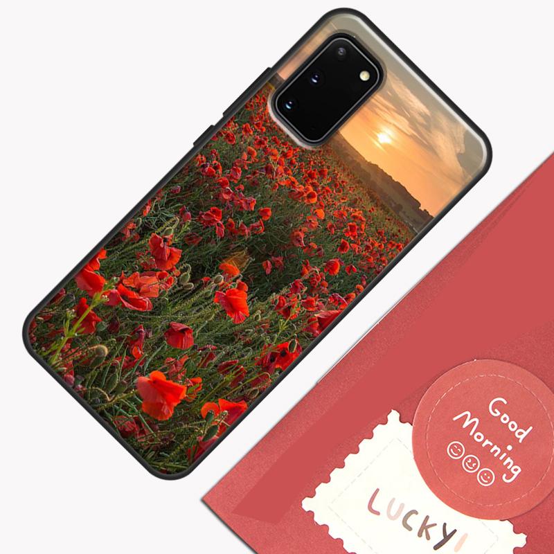 Červený mák Květinový kryt na telefon Pro Samsung Galaxy S23 S26 Ultra S20 S21 S22 S24 S25 Plus S10 S25 FE Kryt